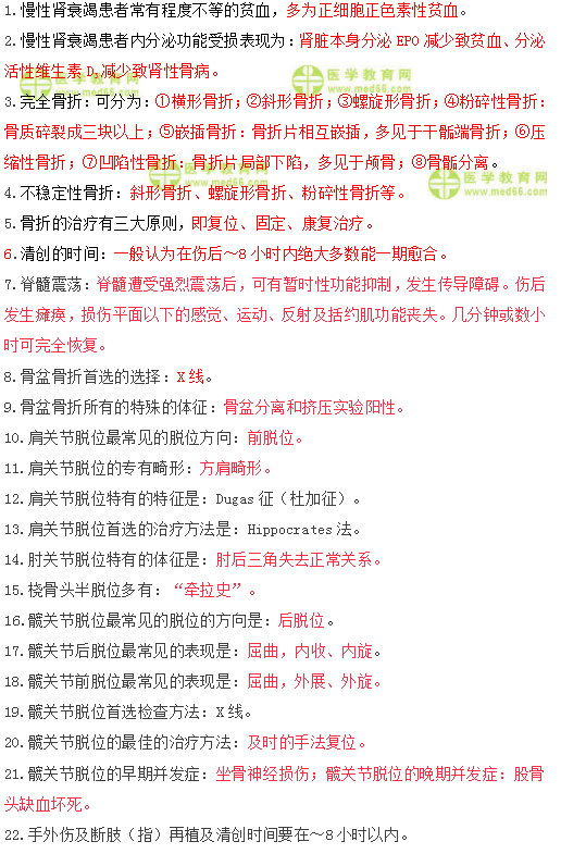 2019年臨床執(zhí)業(yè)醫(yī)師筆試沖刺備考必背考點(diǎn)/口訣（七）