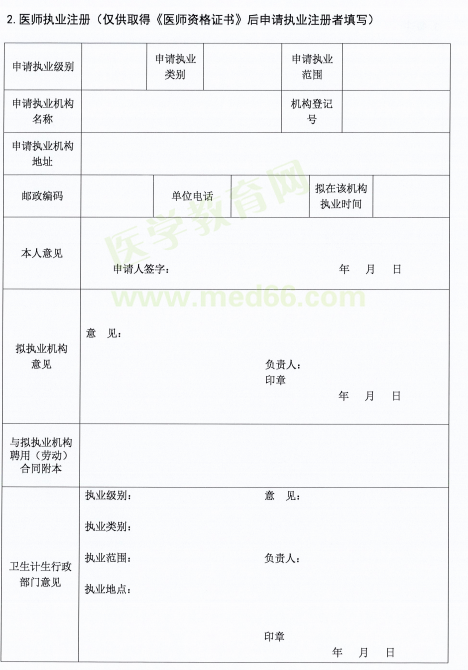 陜西省延安市2018年醫(yī)師資格考試證書注冊(cè)要求及注冊(cè)表填寫說明