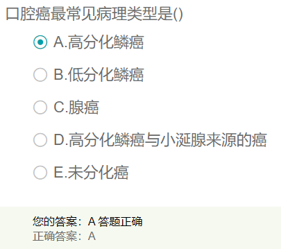 口腔癌最常見病理類型是？