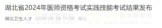 湖北省2024年醫(yī)師資格考試實(shí)踐技能考試結(jié)果發(fā)布